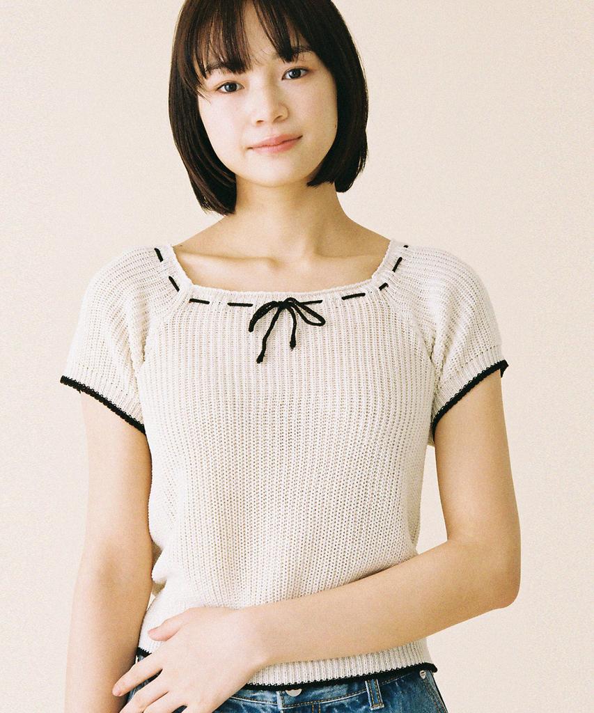 CONICHIWA BONJOUR Cherry Knit Top (Ivory)