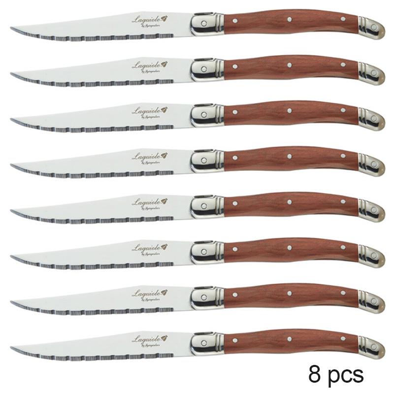 Laguiole Steakmesser Holzbesteck Tafelmesser Holzgriff Geschirr Edelstahl Besteck Weihnachtsgeschenk Besteck 9" 2-10 Stück