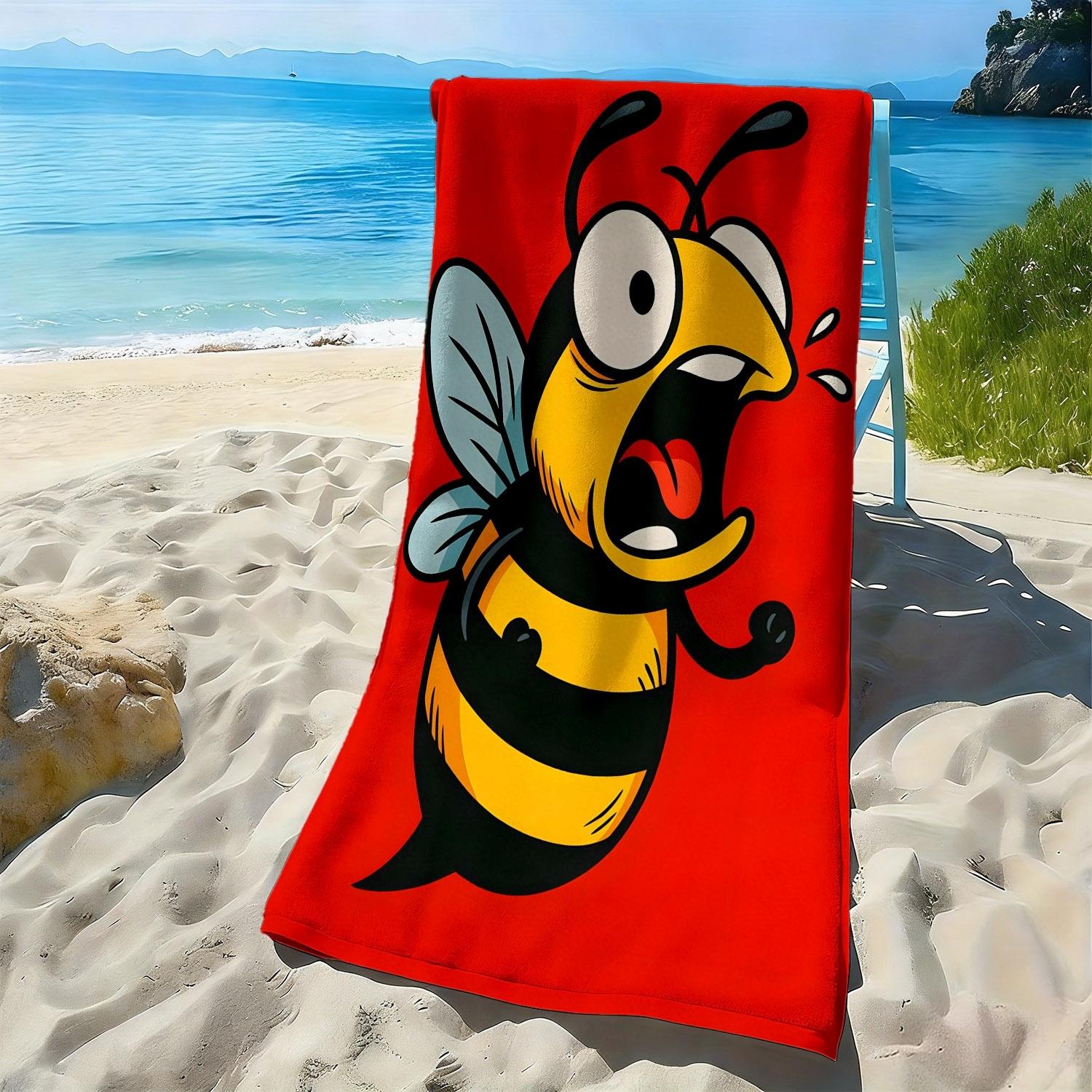 

Cartoon bee - Fun insect pattern polyester microfiber beach towel is highly absorbent, suitable for swimming and beach outings W40*H60(CM)