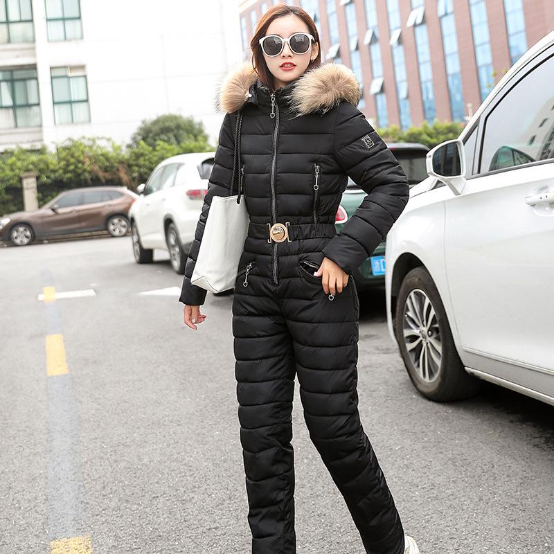 Women's Thickened Winter Fashion Cotton Two-Piece Set: Slimming Waist-Cinched Design