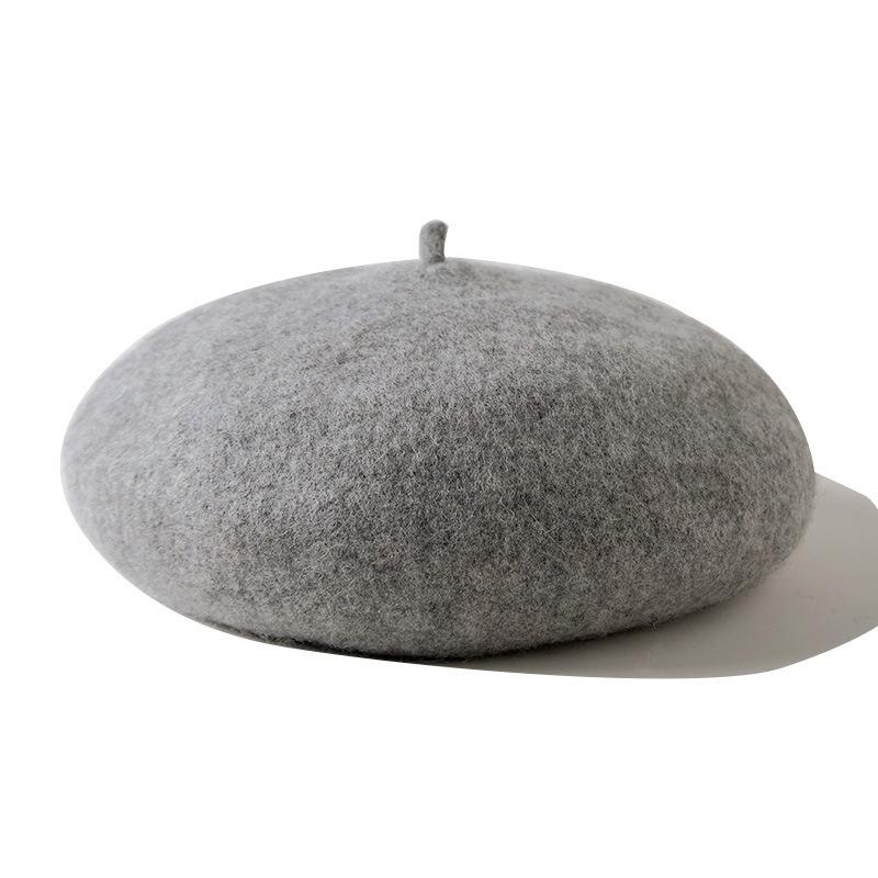 Wool Beret Hat Women's Autumn and Winter Big Head Circumference British Retro Octagonal Painter Hat