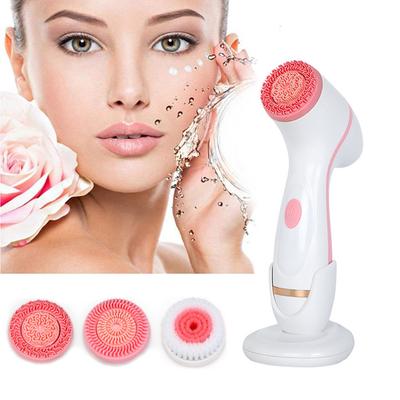 Facial Cleansing Brush Silicone Electric Facial Cleansing Brush with 3 Brush Heads Gentle