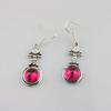 1 Pair Hook Earrings, Natural Garnet Main Stone Drop Earrings, Retro Ethnic Style Polished Smooth Earrings, Jewelry Gift