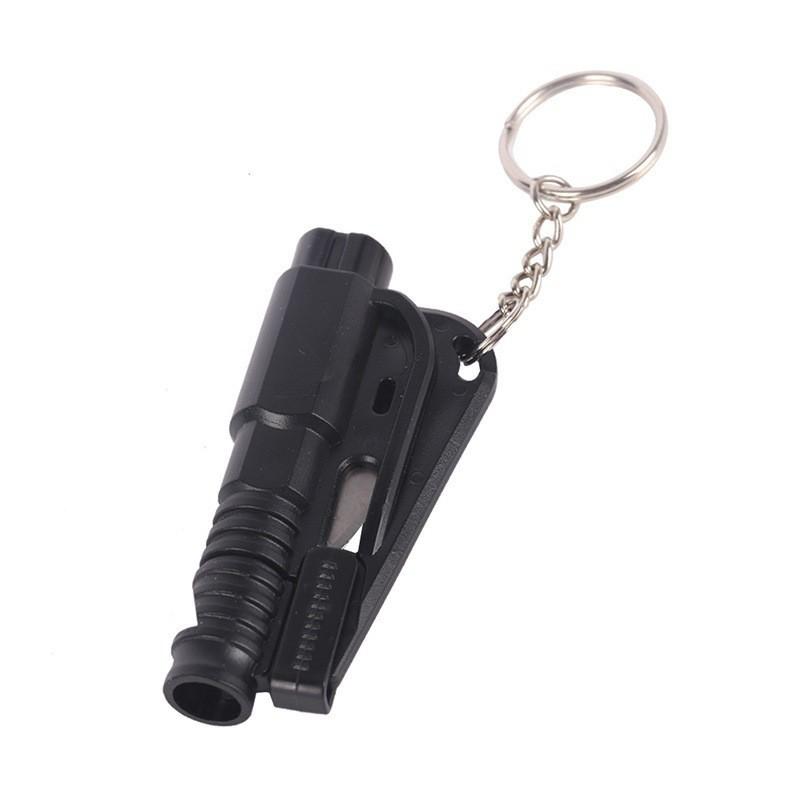 

Mini Whistle Safety Hammer Car Emergency Rescue Kit Key Chain Knife Life Belt Cutter Broken Window Glass Emergency Hammer чёрный