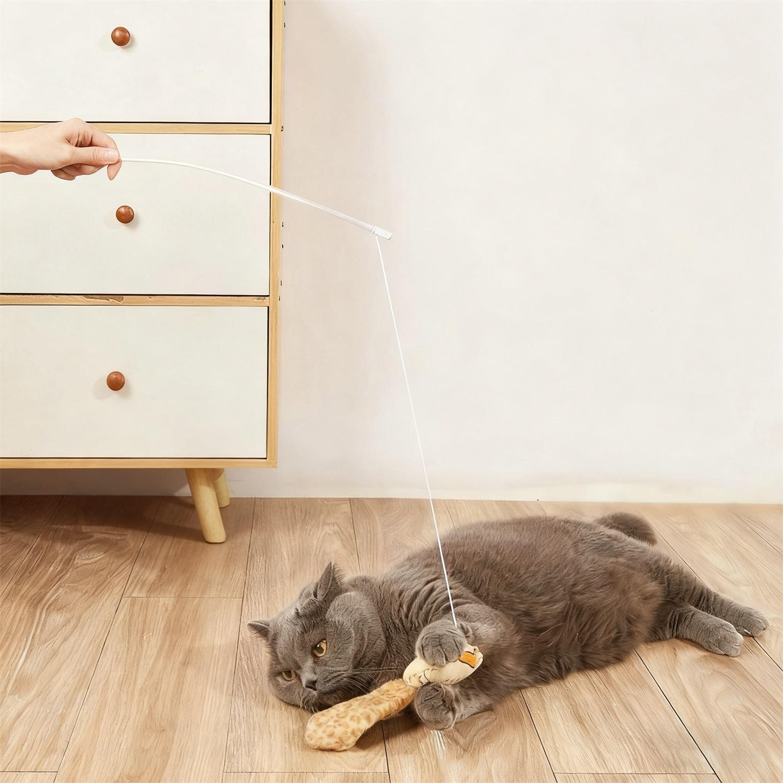 

Wand Toy, 3 PCS Natural Wooden Handle Teaser Wand Cute Interactive Wand Fun Toy, Stick for Indoor s One Size жёлтый