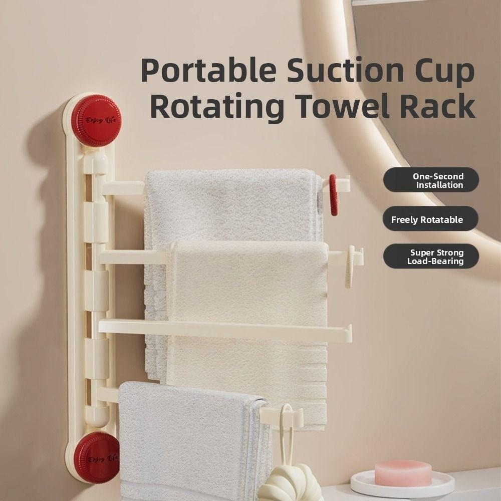 Drain Rotating Towel Bar Waterproof Bathroom Towel Pole Punch-free Suction Cup Towel Rack  Home