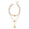 3Pcs/Set Pearl Starfish Shell Necklace For Women Bohemian Layered Beach Choker Jewelry Gift