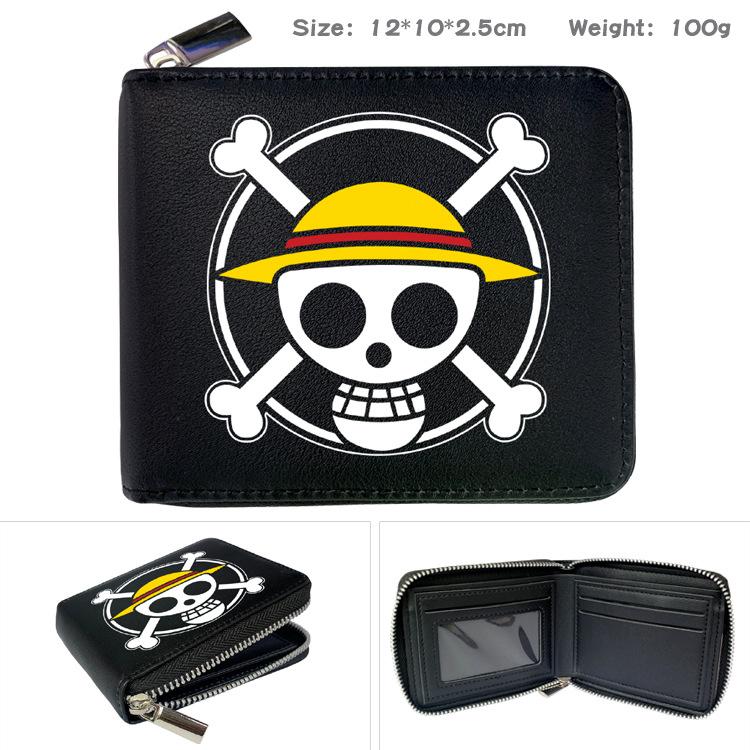 One Piece Anime Reißverschluss PU Geldbörse Luffy Aufdruck Kurzes Münzfach Kartenhalter