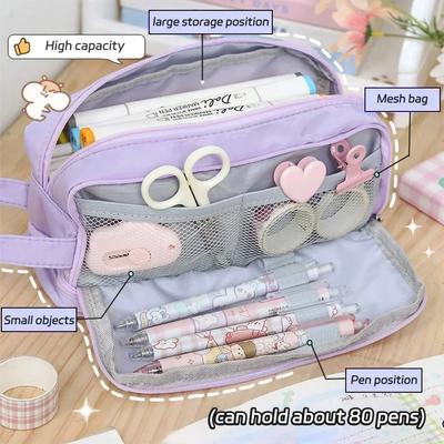 Large-capacity Pencil Case Three-layer Cute Pencil Bag Beautiful Student Korean Stationery Pen Holder Children's School Supplies