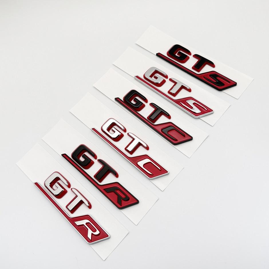 ABS 3D Chrome Silver Black Red Red Emblem Sticker Logo For C190 Series GT GTS GTC GTR Car Rear Trunk Badge Decal Accessories