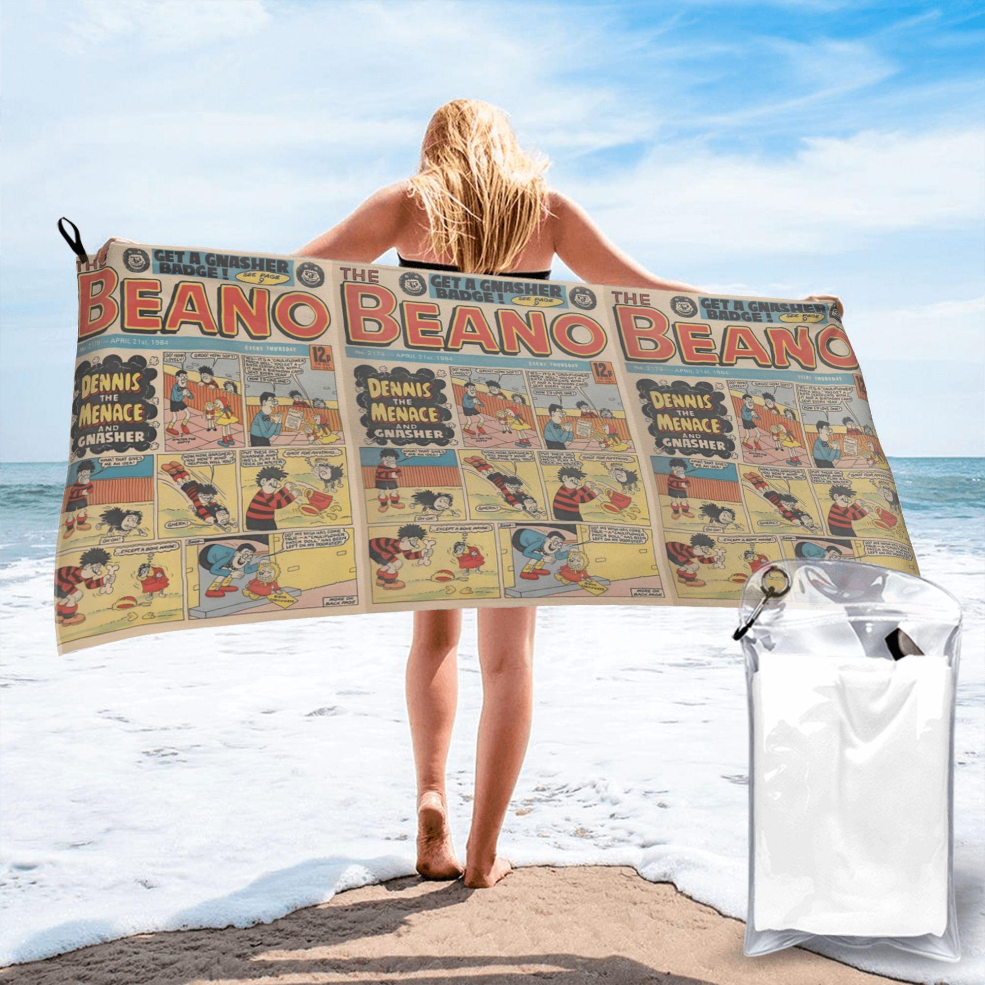 1984 Beano Classic Dennis the menace and Gnasher Beach Towel Soft Microfiber Quick Dry Absorbent Quick Towels For Swimming W30*H60(CM)