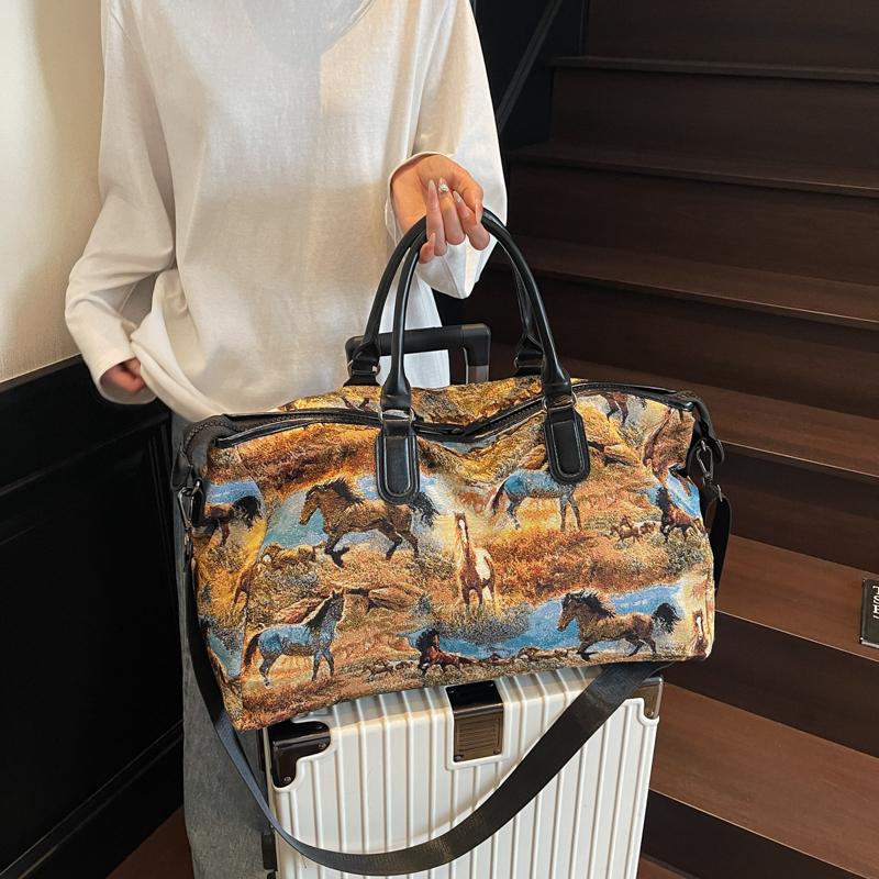 Printed Hand-Held Travel Luggage Storage Bag Large Capacity Waterproof Outdoor Sports Gym Bag for Couples