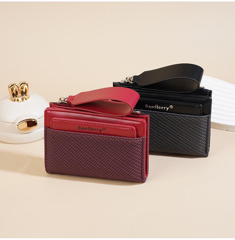High-End Women's Short Wallet with Wrist Strap - Multiple Card Slots & Fashionable Zipper Coin Purse