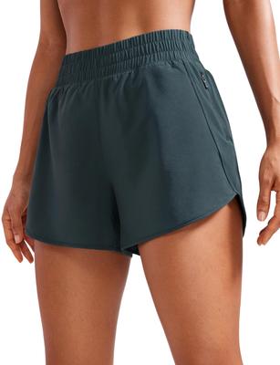 CRZ YOGA Breathable Running Shorts with 7cm Size L Women's Quick-Drying Lining, Inseam, Melanite,