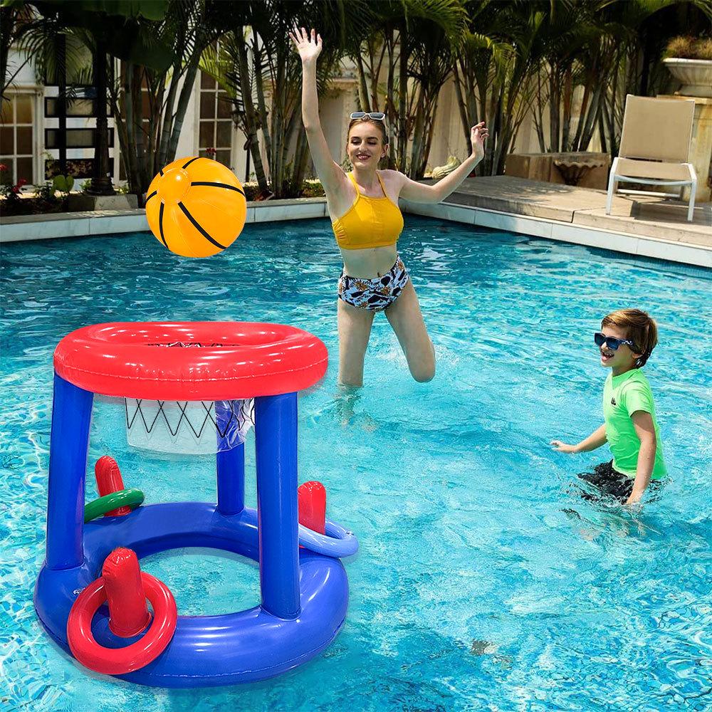 PVC Inflatable Basketball Hoop Toy for Outdoor Parent-Child Water Ring Toss Game
