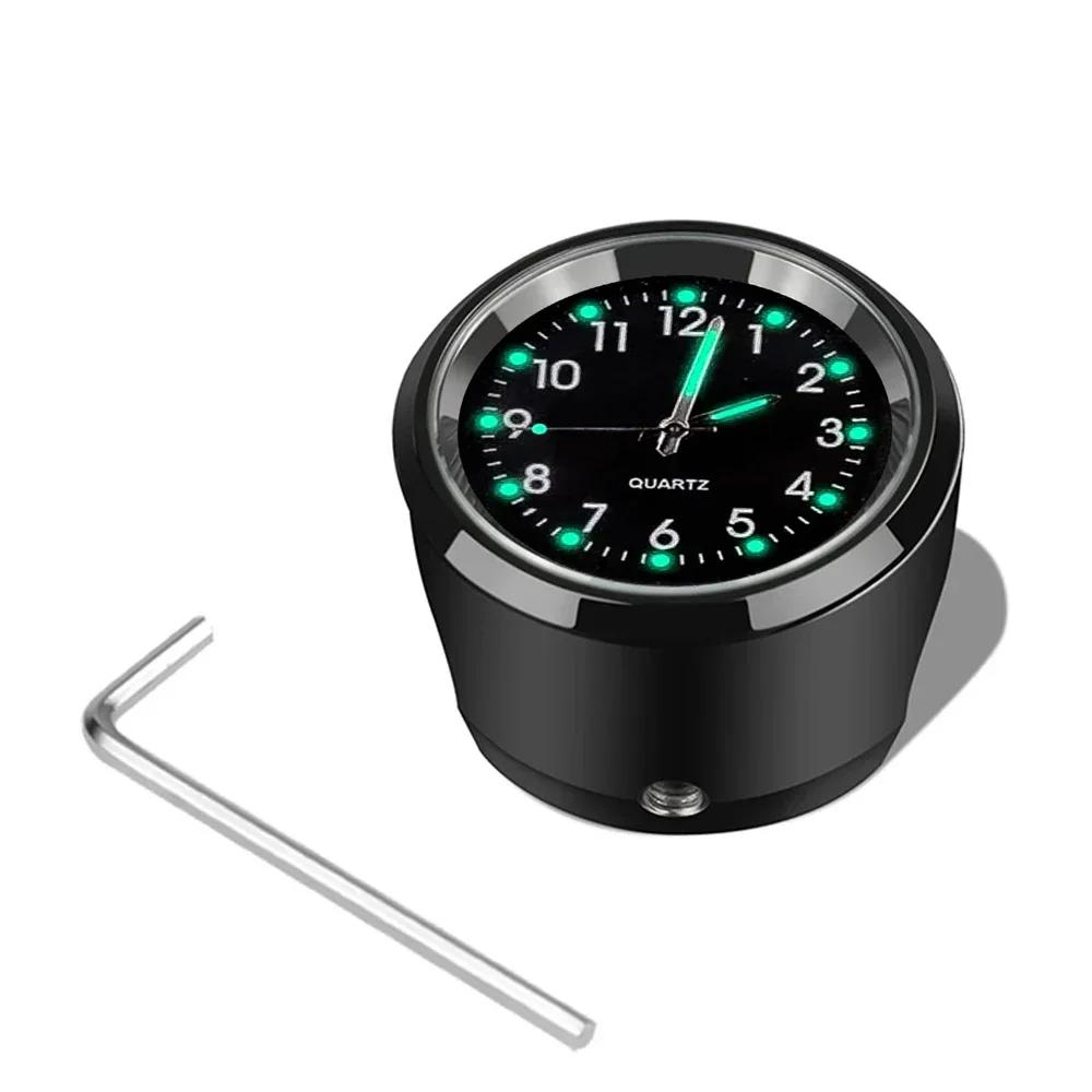 Thermometer Temp Gauge Motorcycle Handlebar Mount Clock Motorcycle Watch Waterproof Universal 22-25mm Luminous Clock чёрный