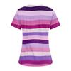Women's V-neck Three-pocket Short-sleeved Striped Printed  Uniform/caregiver Top With Slits At The Hem