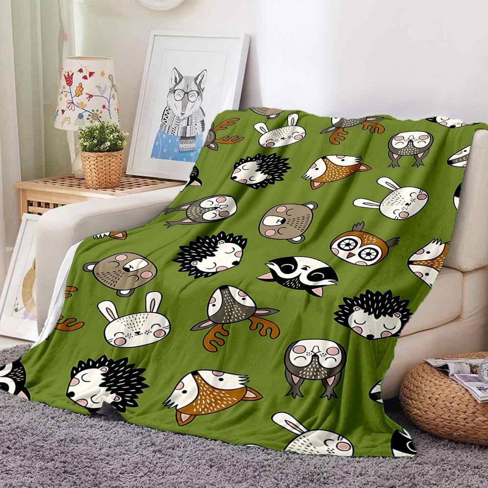 1pc Forest Animals Blanket, Lightweight Flannel Throw Blanket For Sofa, Bed, Travel, Camping, Living Room, Office, Couch, Chair, And Bed