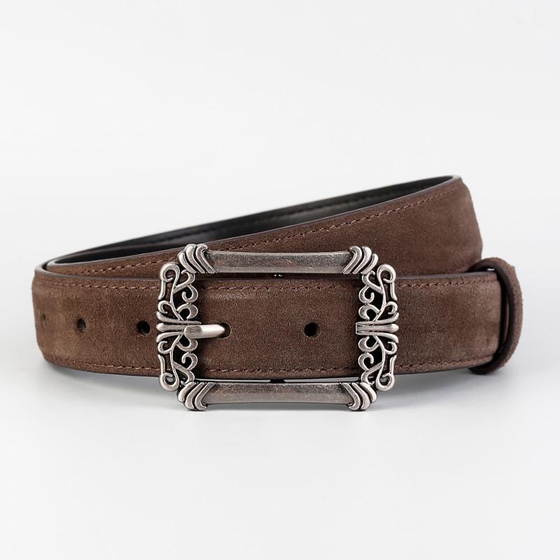 Leather Belt For Women Vintage Punk Style With Zinc Alloy Buckle For Casual Wear