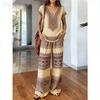 Y116 Summer Bohemian Style Wide-Leg Pants Two-Piece Women's European and American Fashion Set