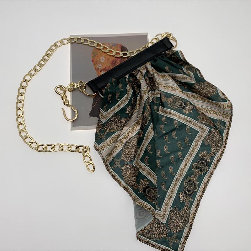

Stylish Modern And Silk Scarf Belt For Women Featuring Metallic Hook And Design Trendy