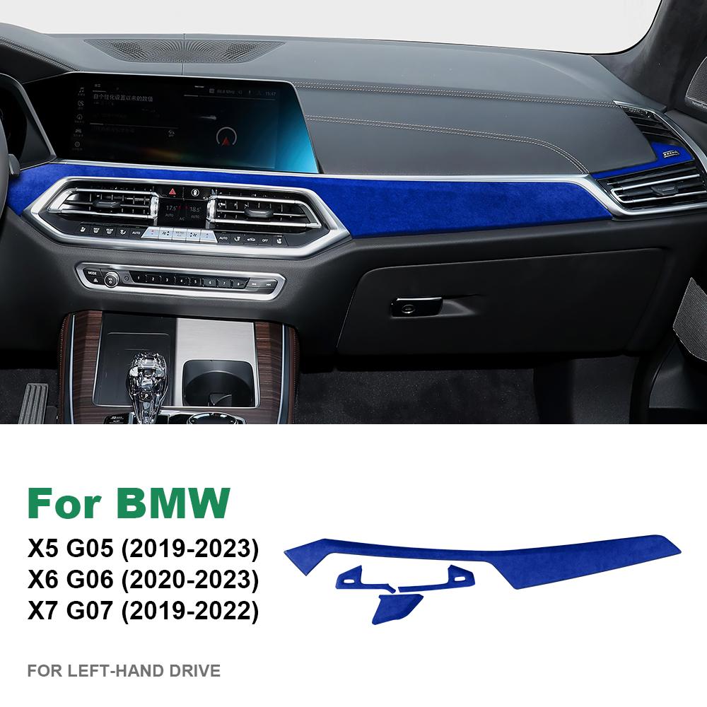 Italy Super Suede Car Co-pilot Dashboard Trim Cover for BMW X5 X6 X7 G05 G06 G07 2020-2022 Decorative Sticker LHD Accessories
