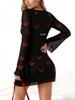 Women's Sexy Leopard & Butterfly Print Round Neck Long Sleeve Dress