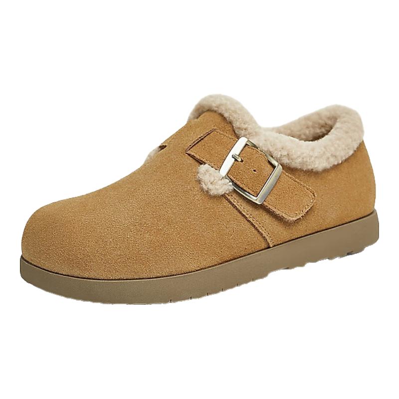 Tianmeiyi Women s Warm Fur-Lined Buckle Strap Mules 36