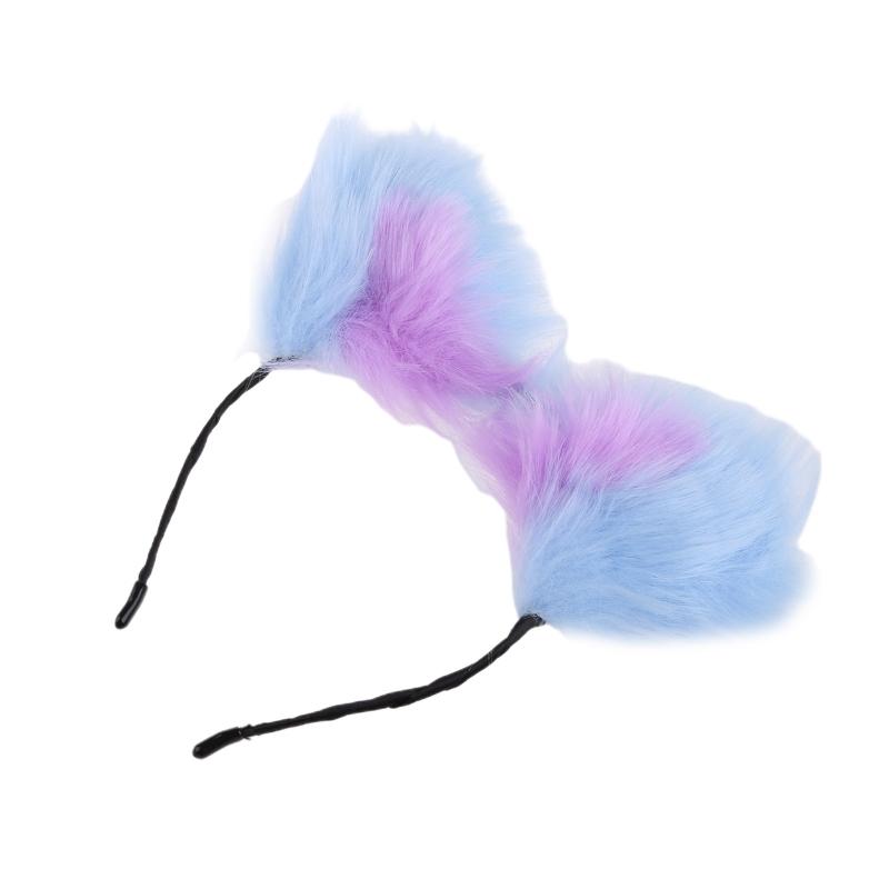 Metal Butt Plug with Fluffy Plush Animal Foxes Tail Ears Headband Set Cosplay Costume Props for Couples Game Sex Toy