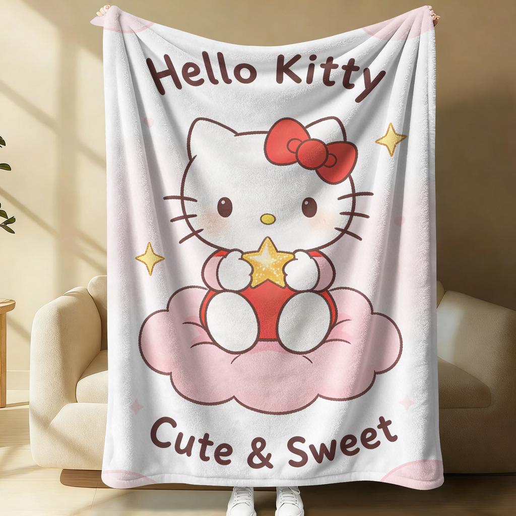 Hello Kitty Cute & Sweet Flannel Fleece Blanket Soft Warm Fluffy Throw Cute Sofa Bed Cover Office Nap Shawl Lightweight Blanket