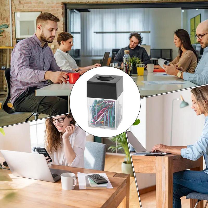 NEW Paper Clip Holder Clips Dispenser Desk Magnetic Absorption Box Paperclip Holder Stationery Porta Clips Dispensador