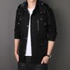 Men's Mid-Length Hooded Jacket - 100% Cotton, Casual Spring/Autumn Trench Coat
