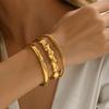 Gold Diamond Inlaid Stainless Steel Wave Pattern Bracelet - High-End Fashion Jewelry