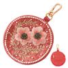 And Sparkling Traditional Indian Zari Embroidered Floral with for Anemone Elegant Embroidery Pouch, Pattern, Small, Cute, Compact, Carabiner, Mini,
