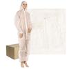 Protective Coverall White Nonwoven With Hood 50 Pcs