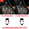 Autocollants d'accessoires intérieurs style fibre de carbone véritable Couvercle de panneau de cadre de pommeau de levier de vitesses de voiture Garniture Pour Alfa Romeo Giulia 2017 2018