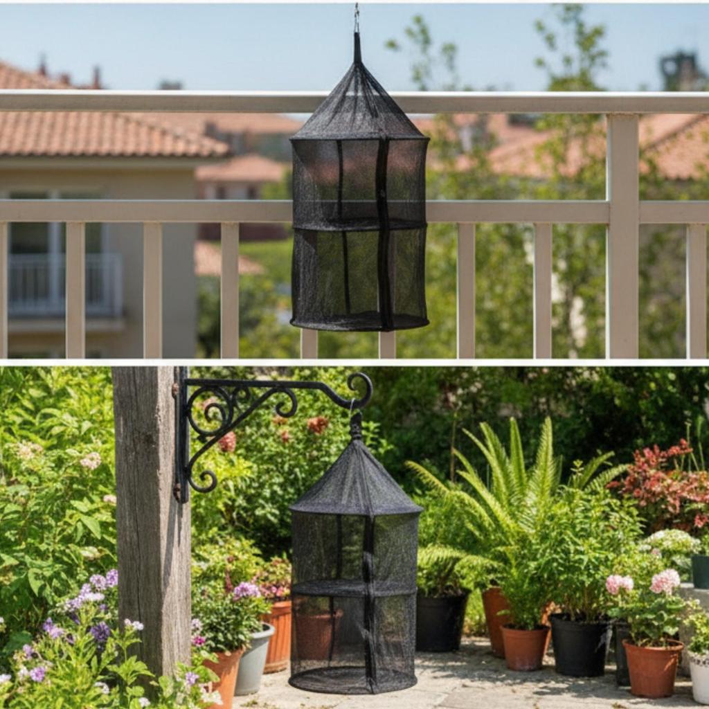 Hanging Drying Net with Slide Fastener Ventilated for Camping, Balcony