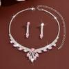 Fashion Stud Earrings Collarbone Chain Set Rhinestones Inlaid Bridal Wedding Jewelry  Engagements