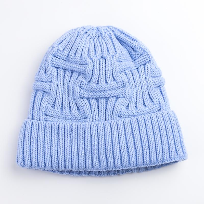 Knitted Hat Wholesale Custom Knitted Hats Organic 100%acrylic+velvet Inside Fisherman Beanie Hat Manufacturers Custom Beanies небесно-голубой