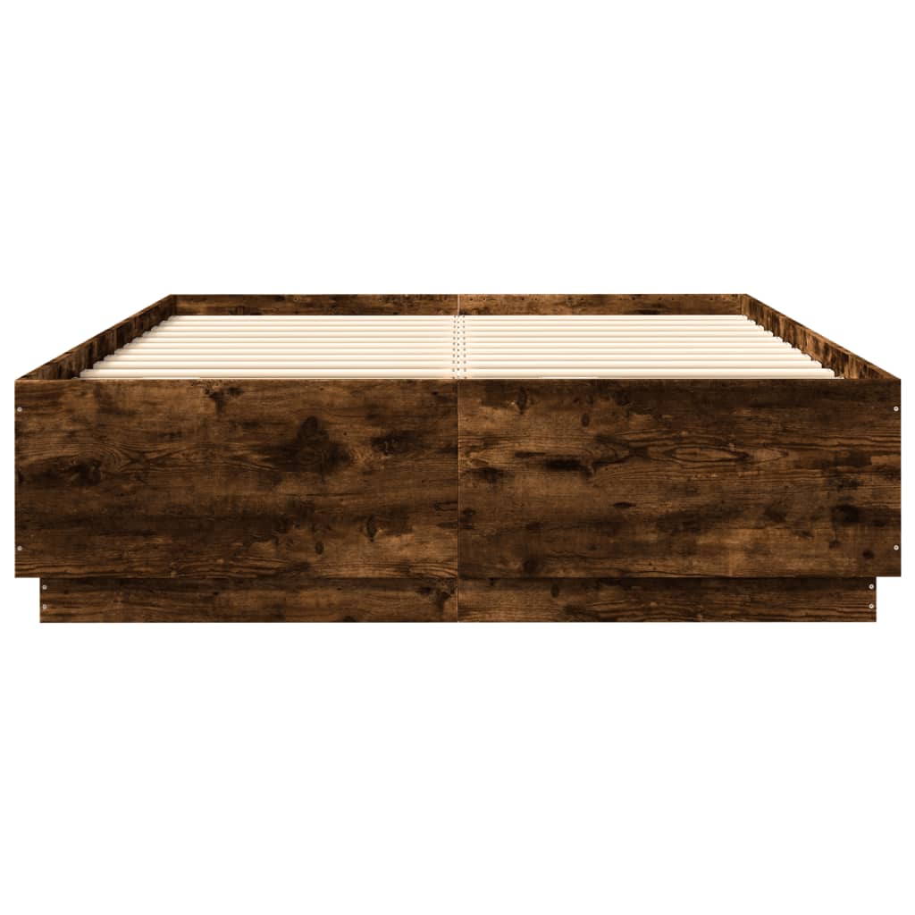 Bed Frame Smoked Oak 120x200 Cm Engineered Wood