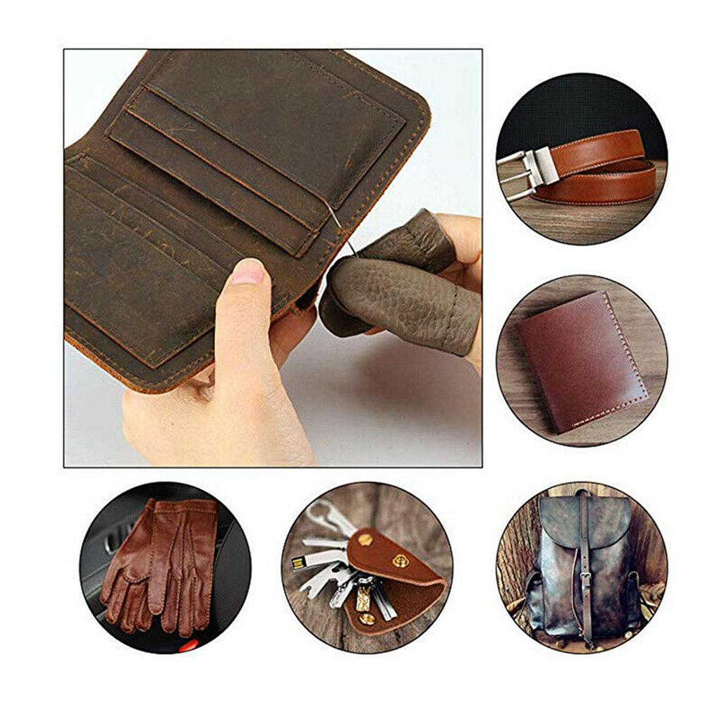 35Pcs Leather Sewing Tools Kit with 4mm Stitching Prong Punch Waxed Thread Large-Eye Needles for Beginners