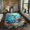 Sea Turtle Underwater Coral Reef Themed Area Rug for Home Decor Suitable for use as an anti-slip for living room bedroom sofas