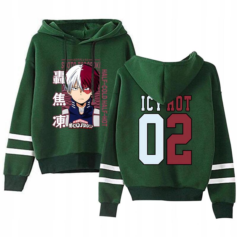 New Anime Todoroki Shoto Print Hoodie Women Men Casual Tops Autumn And Winter Sweatshirts Stripe Long Sleeve Harajuku Pullover