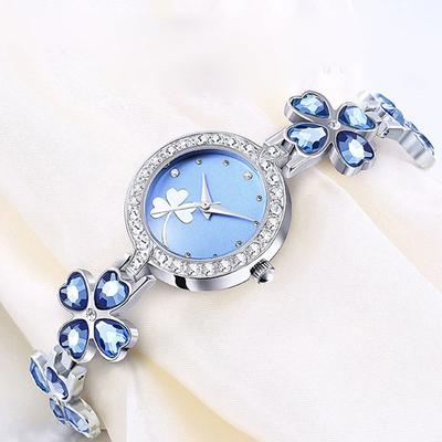 Four-leaf Clover Luxury Women's Fashion Quartz Watch Rhinestone Bracelet Watch Bracelet Ladies Gifts Dress Wristwatches