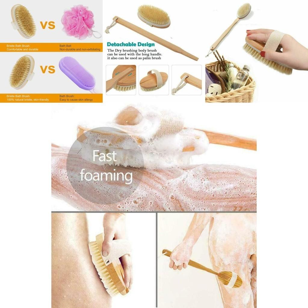 Luxuriöser Dusch-Rückenwäscher mit Naturborsten und langem Holzgriff für glatte Haut