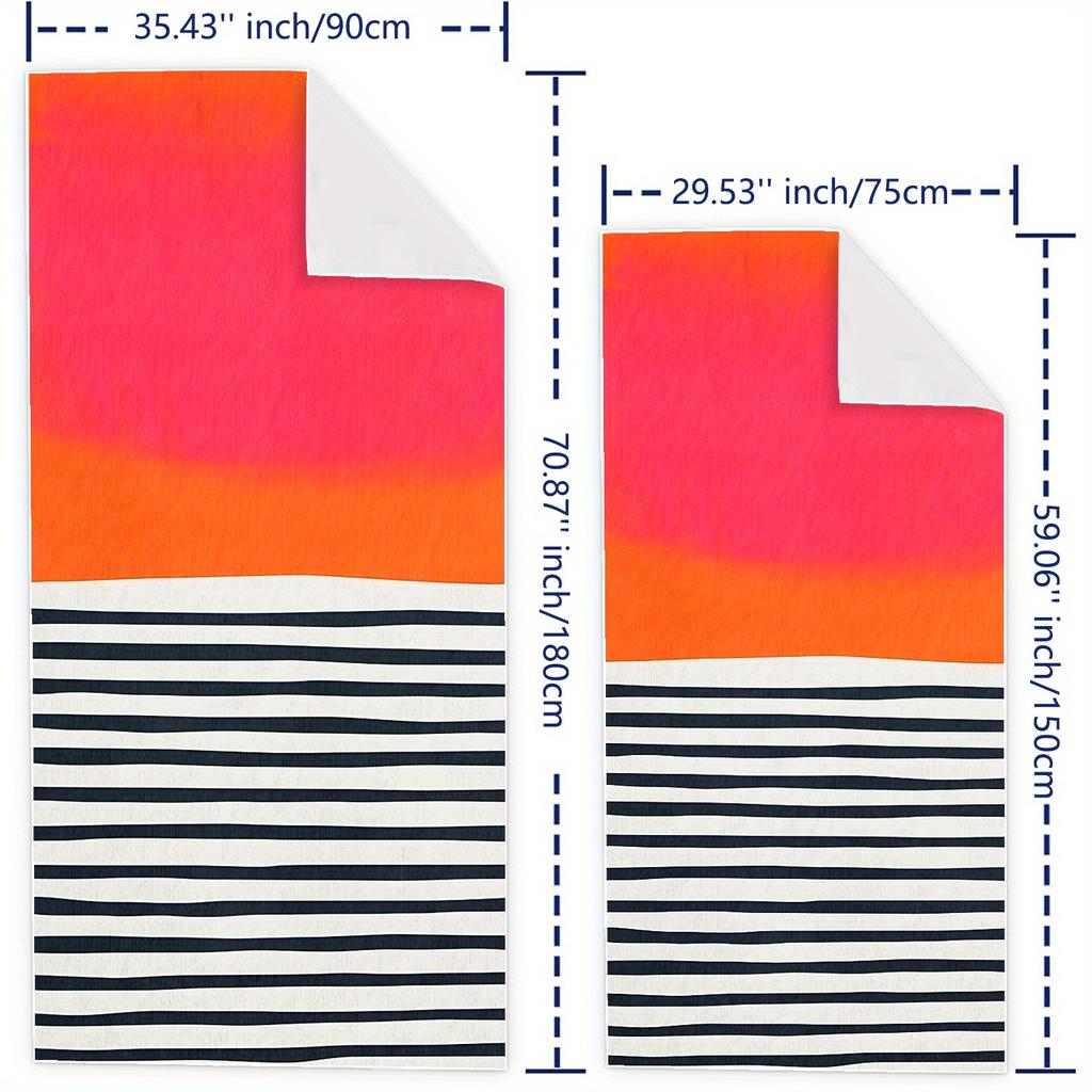 1pc Large Coastal Striped Beach Towel - Super Absorbent Quick-Dry Microfiber, Lightweight Bath & Yoga Towel for Travel, Parties