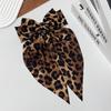 Vintage Leopard Print Bowknot Hairpin Long Ribbon Back Head Spring Clip Ponytail Headwear for Women Elegant Versatile Hairpin