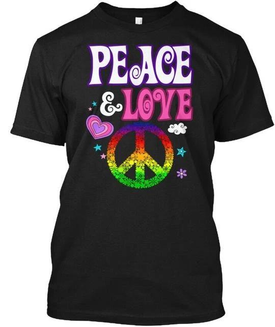 

Hippie Peace And Love Sign T shirt Made in the USA Size S to 5XL M
