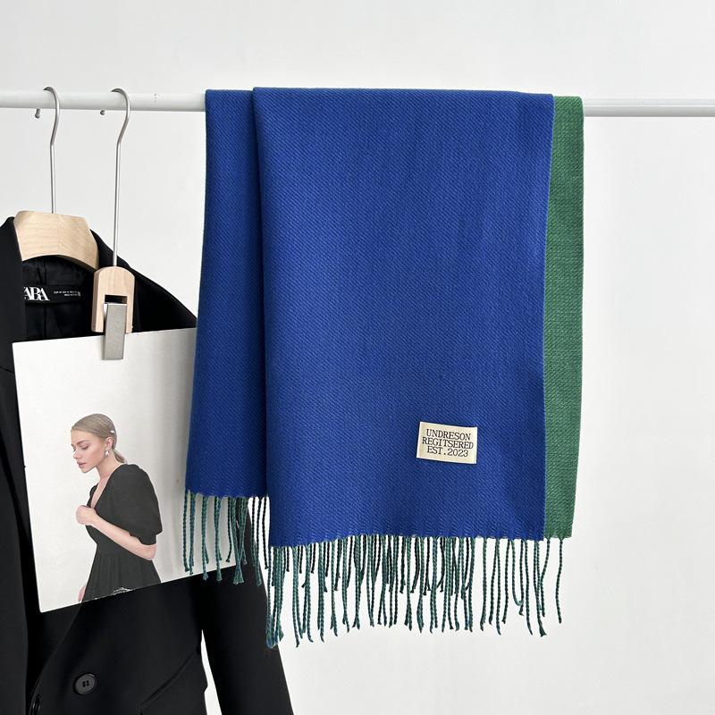 Kaschmir-Handgefühl Herbst und Winter Einfarbiger Schal Damen Dicke Quaste Einfacher und vielseitiger weicher und warmer Kaschmir-Imitat-Schal