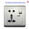 EU Standard USB Stikkontakt Grå Innfelt Panel Vegg Strømkontakt